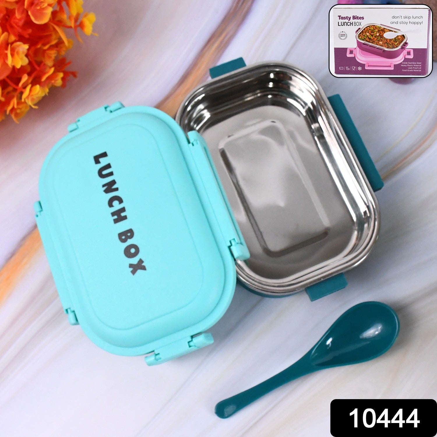Insulated Testy Stainless Steel Leakproof Lunch Box With Spoon (1 Set) Insulated Testy Stainless Steel Leakproof Lunch Box With Spoon (1 Set)